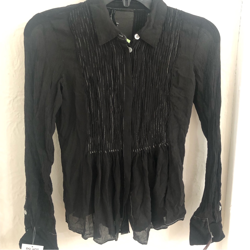 Theory Sheer Textured Blouse Women's Xs